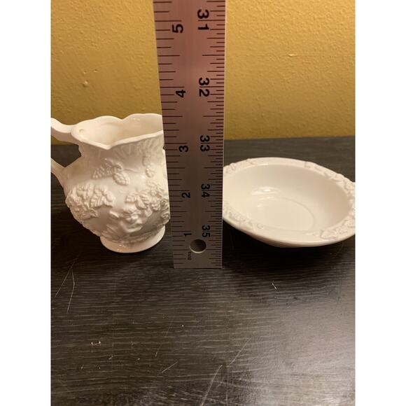 Vintage Lefton China 3D Floral Pitcher Basin Bisque Mini Porcelain 3.0” Japan‎ - Picture 8 of 10